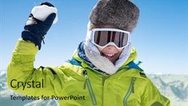  Presentation with ski - Amazing PPT theme having snowy mountains child has fun backdrop and a yellow colored foreground