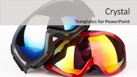  Presentation with sports wear ski goggles - Slide set featuring ski goggles on the white background and a  colored foreground