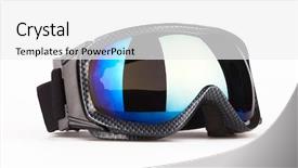  Presentation with ski - Theme having ski goggles on the white background and a  colored foreground