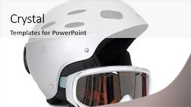  Presentation with ski - PPT theme consisting of ski helmet and ski goggles background and a white colored foreground