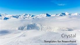  Presentation with ski - PPT theme consisting of ski-in-winter-season-mountains background and a lemonade colored foreground