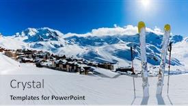  Presentation with ski - Slide deck having ski-in-winter-season-view background and a light gray colored foreground