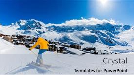  Presentation with ski - PPT theme with ski-in-winter-season-view background and a light blue colored foreground