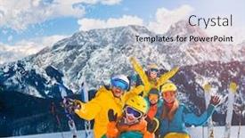  Presentation with ski - Presentation theme enhanced with ski-in-zakopane-groomed-ski background and a light blue colored foreground