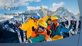  Presentation with ski - Audience pleasing presentation consisting of ski-in-zakopane-groomed-ski backdrop and a light blue colored foreground