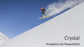  Presentation with snowboard - Slide deck having ski jumping - snowboard freerider background and a  colored foreground