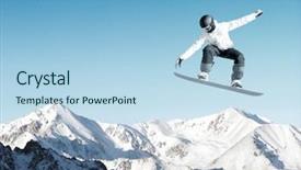  Presentation with clear - Theme featuring ski jumping - snowboarder making high jump background and a light blue colored foreground