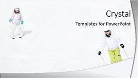  Presentation with ski - Slides enhanced with ski lesson copy space background and a cool aqua colored foreground