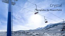  Presentation with lift - Cool new slide deck with ski lift at snowy resort winter vacation backdrop and a light blue colored foreground
