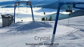  Presentation with lift - PPT theme featuring ski lift at snowy resort in mountains winter vacation background and a light blue colored foreground