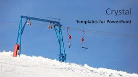  Presentation with lift - Slide set consisting of ski lift at snowy resort winter vacation background and a teal colored foreground