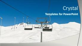  Presentation with lift - Presentation theme featuring ski lift chairs on bright winter day background and a dark gray colored foreground