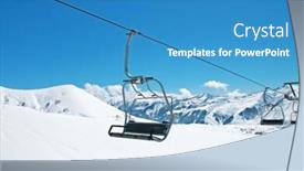  Presentation with lift - Beautiful presentation theme featuring ski lift chairs on bright winter day backdrop and a teal colored foreground