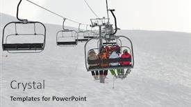  Presentation with falling snow - Presentation design with ski lift in falling snow background and a light gray colored foreground