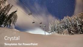  Presentation with starry night - PPT theme with ski-lift-in-the-alps background and a coral colored foreground