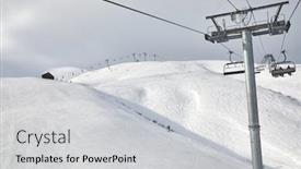  Presentation with lift - PPT theme featuring ski-lift-on-the-alps background and a light gray colored foreground