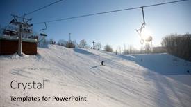  Presentation with lift - PPT layouts consisting of ski-lift-over-snowy-mountain background and a light gray colored foreground