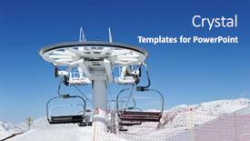  Presentation with lift - Colorful slide set enhanced with ski lift station in mountains at winter val-d'isere alps france backdrop and a ocean colored foreground