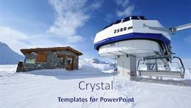  Presentation with lift - Theme consisting of ski lift station in mountains at winter val-d'isere alps france background and a lemonade colored foreground