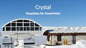  Presentation with lift - Cool new presentation with ski lift station in mountains at winter val-d'isere alps france backdrop and a teal colored foreground