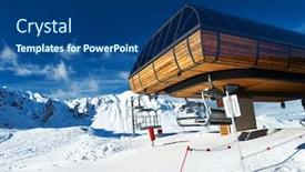  Presentation with lift - Cool new PPT layouts with ski lift station in mountains at winter meribel alps france backdrop and a ocean colored foreground