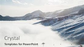  Presentation with mountain - Beautiful theme featuring ski-lifts-in-shahdag-mountain backdrop and a white colored foreground