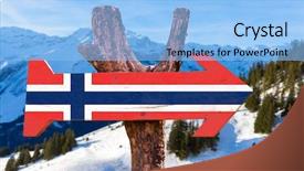  Presentation with alps - Colorful theme enhanced with ski lodge - norway flag wooden sign backdrop and a  colored foreground