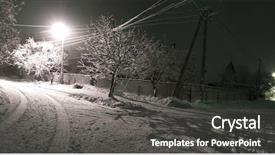  Presentation with falling snow - Amazing slide set having ski lodge - photo of the village snow backdrop and a  colored foreground