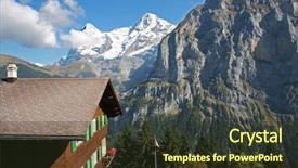  Presentation with cabin - Amazing slides having ski lodge - traditional wooden alpine cabin backdrop and a  colored foreground