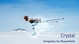  Presentation with racing diversity race ethnicity - Colorful PPT layouts enhanced with ski race a woman cross backdrop and a sky blue colored foreground