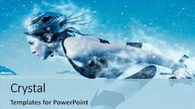  Presentation with cross - Cool new theme with ski race a woman cross backdrop and a light blue colored foreground