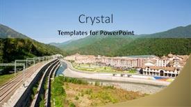  Presentation with ski - Amazing slide deck having ski-resort-gorky-gorod backdrop and a light blue colored foreground