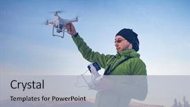  Presentation with winter landscape winter tree - Theme consisting of ski resort in the background background and a light blue colored foreground