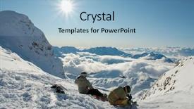  Presentation with weather - PPT layouts featuring ski resort in the high mountains in sunny weather background and a light blue colored foreground