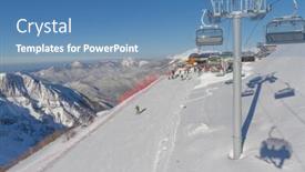  Presentation with ski - Cool new slide set with ski resort krasnaya polyana sochi russia backdrop and a teal colored foreground