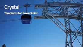  Presentation with cabin - Colorful PPT layouts enhanced with ski resort panorama with cable car ski lift cabin snow mountain peaks backdrop and a ocean colored foreground