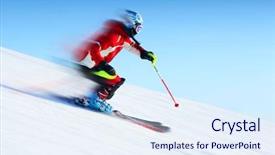  Presentation with rider - Beautiful theme featuring ski rider in motion blurred backdrop and a sky blue colored foreground