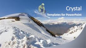  Presentation with rider - Amazing PPT theme having ski rider jumping on mountains backdrop and a teal colored foreground