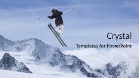  Presentation with rider - Colorful slide deck enhanced with ski rider jumping on mountains extreme ski freeride sport backdrop and a light blue colored foreground
