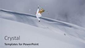 Presentation with rider - Amazing presentation theme having ski-rider-jumping-on-mountains backdrop and a light gray colored foreground