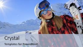  Presentation with alien in winter - Amazing presentation design having ski skier sun and winter backdrop and a light blue colored foreground