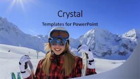  Presentation with ski - Slide deck consisting of ski skier sun and winter background and a  colored foreground