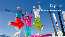  Presentation with sun - Slides consisting of ski skiing winter snow sun background and a ocean colored foreground