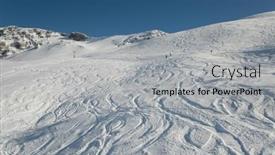  Presentation with ski - Beautiful presentation design featuring ski slope with fresh snow curves backdrop and a light gray colored foreground