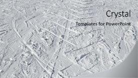  Presentation with ski - Colorful theme enhanced with ski slope with trace from ski and snowboards backdrop and a light gray colored foreground
