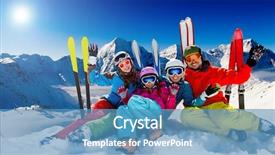  Presentation with snow blizzard in winter - Cool new presentation theme with ski snow sun and winter backdrop and a teal colored foreground