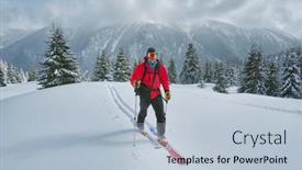  Presentation with tour - Audience pleasing PPT theme consisting of ski-tour-in-godeanu-mountains backdrop and a light blue colored foreground