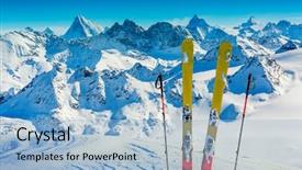  Presentation with backcountry - Beautiful theme featuring ski touring backcountry equipment backdrop and a light blue colored foreground