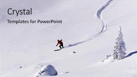  Presentation with touring - Audience pleasing slides consisting of ski touring in harsh winter backdrop and a light gray colored foreground