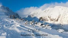 Presentation with trail - PPT theme with ski-trail-in-the-resort background and a light blue colored foreground